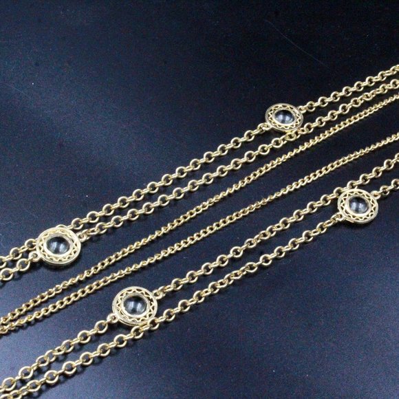 Celebrity NY Signed Designer Graduating Bezel Gold Tone Necklace Set - Picture 4 of 11